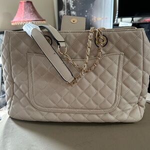 Elegant Cream Quilted Tote Bag